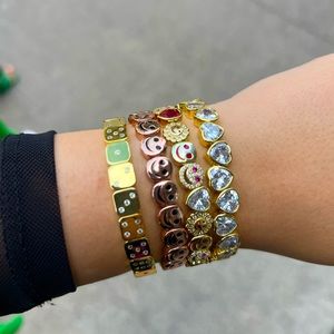 BRAND NEW: LISA GOZLAN GOLD “THE DICE BRACELET CZ” 7”